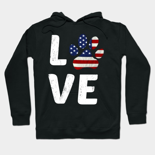 Patriotic American Flag Dog Love Hoodie by bearsmom42